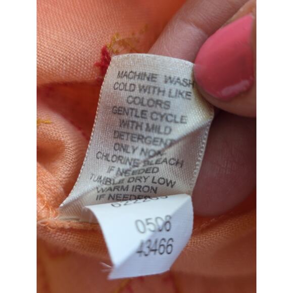 J. Jill Women's Medium 100% Linen Embroidered Tunic Top Peach 3 Quarter Sleeve - Picture 10 of 16